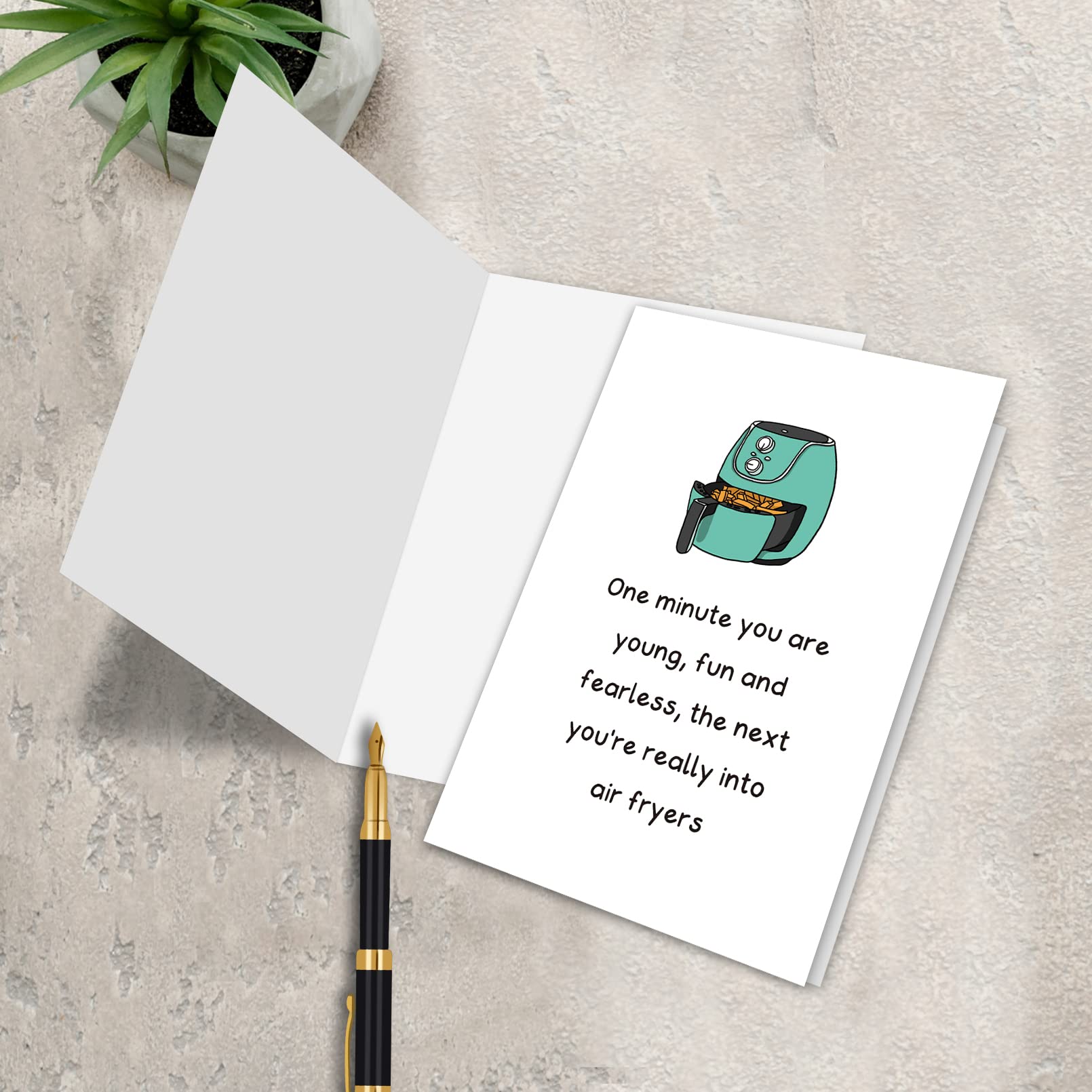 Funny Card for Her Birthday, Unique Air Fryer Bday Card for Woman Friend Sister, One Minute You Are Young, Fun