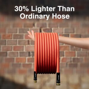 SPECILITE Hot/Cold Water Hose 5/8" x 75 ft,Heavy Duty Red Garden Hose -50℉ to 190℉,Flexible & Lightweight Rubber Hoses With 3/4" Brass Fittings for Yard,Outdoor,Farm