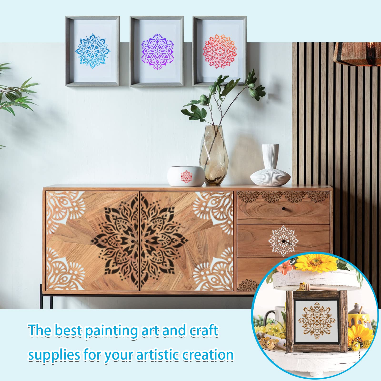 SUNFEEL 33Pack Mandala Painting Craft Stencils – Mandala Templates 6 x 6 in and 3.5 x 3.5 in Reusable Painted Painting Stencils, Stencils for Painting On Wood and Canvas, DIY Crafts Andfurniture