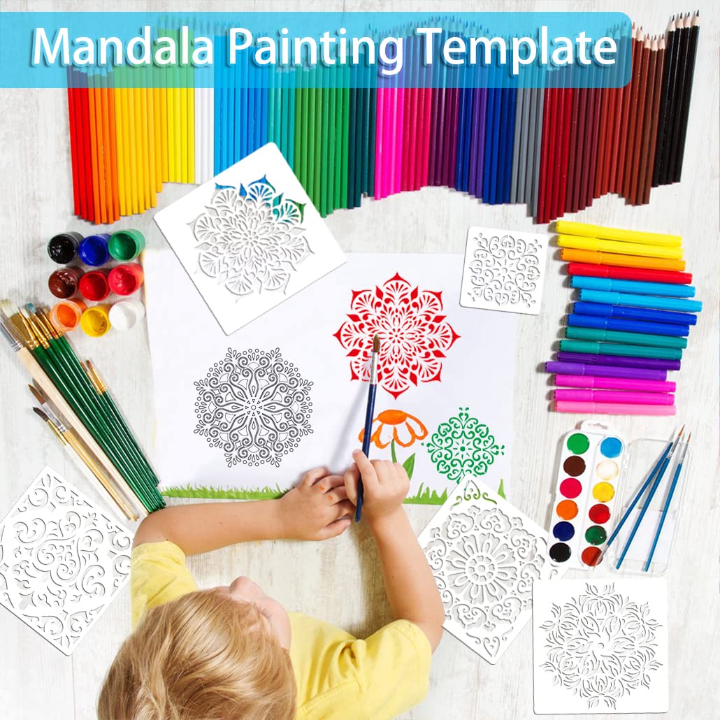 SUNFEEL 33Pack Mandala Painting Craft Stencils – Mandala Templates 6 x 6 in and 3.5 x 3.5 in Reusable Painted Painting Stencils, Stencils for Painting On Wood and Canvas, DIY Crafts Andfurniture