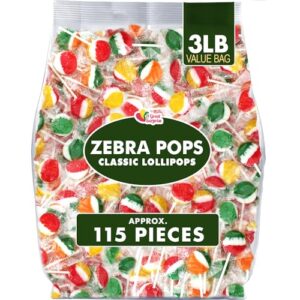 Lollipop Suckers - 3 Pounds - Classic Flat Lollipops Individually Wrapped - Tiger Pops - Candy Lollipops for Kids, Doctors Office - Split Flavor Suckers