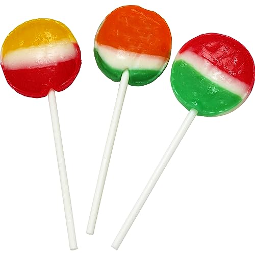 Lollipop Suckers - 3 Pounds - Classic Flat Lollipops Individually Wrapped - Tiger Pops - Candy Lollipops for Kids, Doctors Office - Split Flavor Suckers