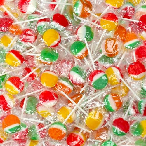 Lollipop Suckers - 3 Pounds - Classic Flat Lollipops Individually Wrapped - Tiger Pops - Candy Lollipops for Kids, Doctors Office - Split Flavor Suckers