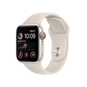 apple watch se (2nd gen) (gps + cellular, 40mm) - starlight aluminum case with starlight sport band, m/l (renewed)