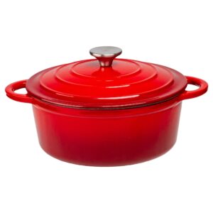 lexi home enameled 3 qt. cast iron dutch oven - red