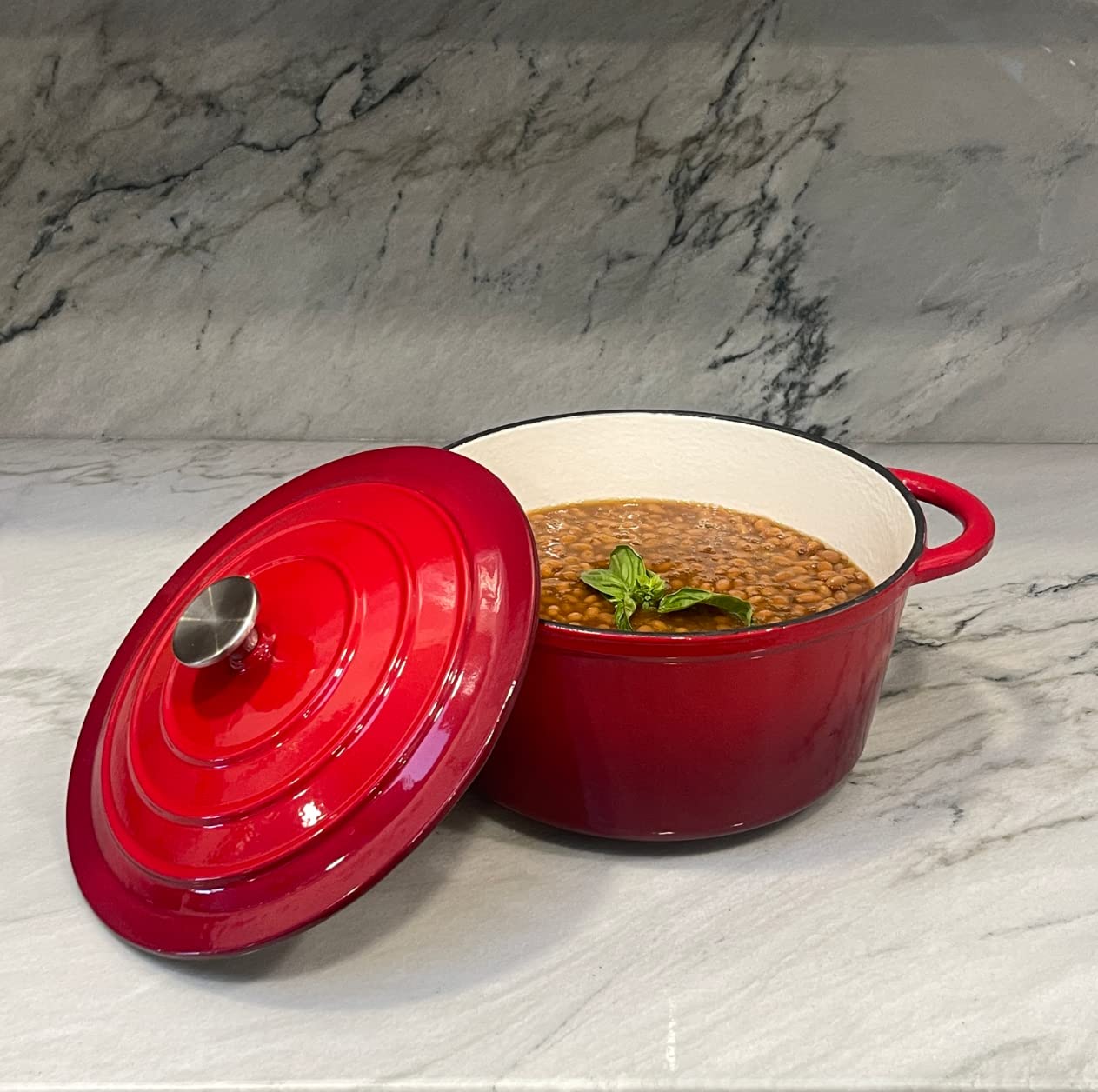 Lexi Home Enameled 3 Qt. Cast Iron Dutch Oven - Red