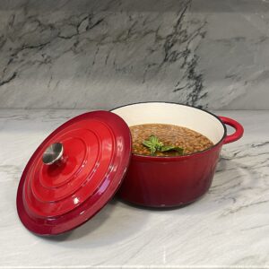 Lexi Home Enameled 3 Qt. Cast Iron Dutch Oven - Red