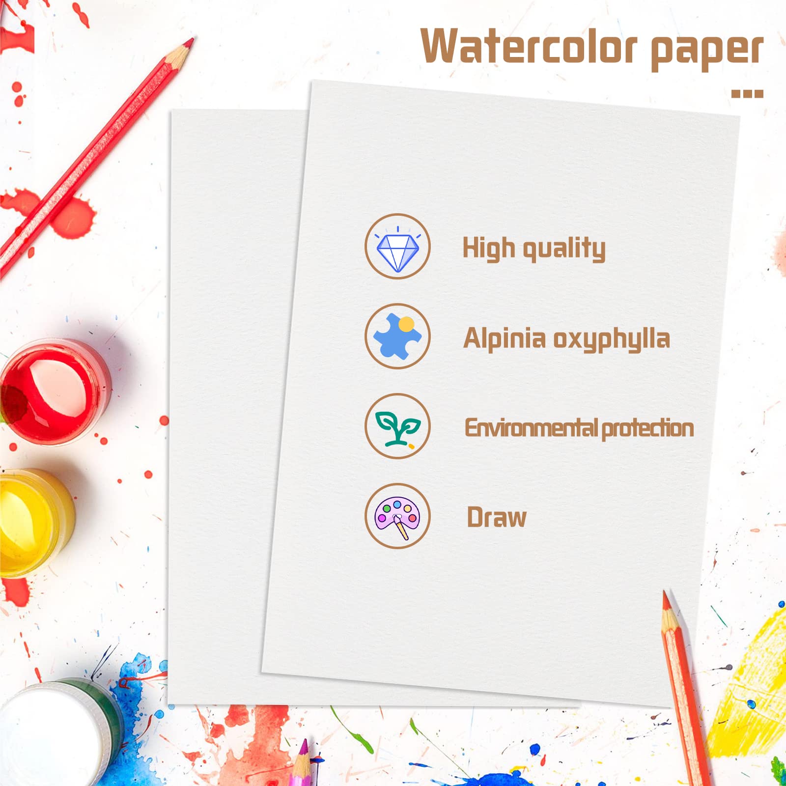 120 Sheets Watercolor Paper Bulk, 140 lb/300 GSM Cold Press Paper White Water Color Paper for Kids Child Students Adults Artists Drawing Valentine Gift Cards(5 x 7 Inch)