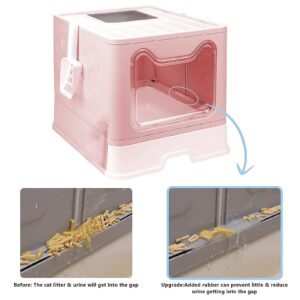 Extra Large Cat Litter Box with Lid Litter Box Enclosure Covered Cat Litter Box Self Cleaning Cat Litter Box Top Entry with Scoop Easy Clean Llitter Box Pink