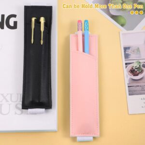 WSICSE 4Pcs Pen Holder for Notebook Set Include PU Leather Pen Holder with Adjustable Elastic Band and Metal Pen Clips for Notebooks, Journals, Planners