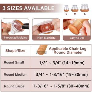 Chair Leg Floor Protectors Chair Leg Protectors for Hardwood Floors Felt Silicone Caps Strengthen Bottom Protection Non Slip Reduce Noise 32 Pack Clear Round Large Fit 1-3/16" ~ 1-5/8" (30~40mm)