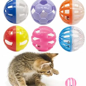 Fashion's Talk 12PCS Value Pack Plastic Ball Cat Toys Lattice Balls with Bell Jingle Kitten Toy,Gift Box 1.5" 6 Styles