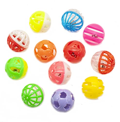 Fashion's Talk 12PCS Value Pack Plastic Ball Cat Toys Lattice Balls with Bell Jingle Kitten Toy,Gift Box 1.5" 6 Styles