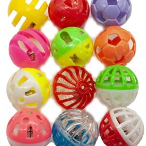 Fashion's Talk 12PCS Value Pack Plastic Ball Cat Toys Lattice Balls with Bell Jingle Kitten Toy,Gift Box 1.5" 6 Styles