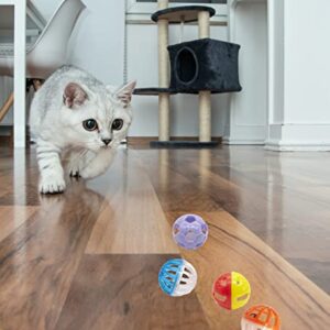 Fashion's Talk 12PCS Value Pack Plastic Ball Cat Toys Lattice Balls with Bell Jingle Kitten Toy,Gift Box 1.5" 6 Styles