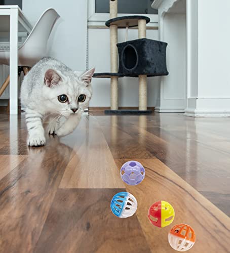 Fashion's Talk 12PCS Value Pack Plastic Ball Cat Toys Lattice Balls with Bell Jingle Kitten Toy,Gift Box 1.5" 6 Styles