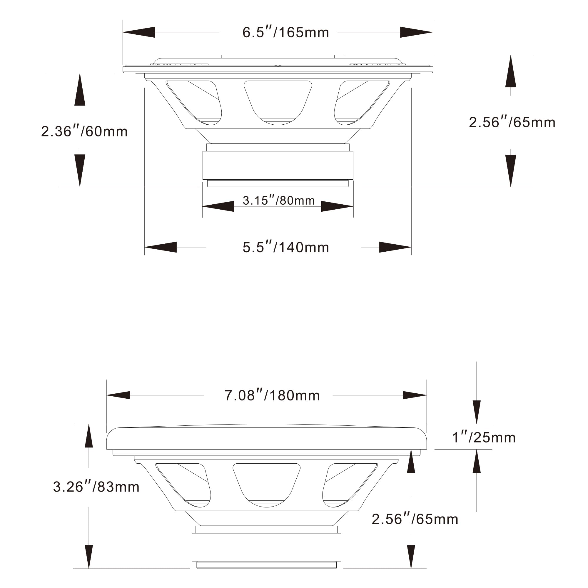 PLINIUS Car Audio Coaxial Speakers System 6.5-Inch Full Range Stereo 600 Watt Max 2-Way Sold in Pairs, Easy Mounting