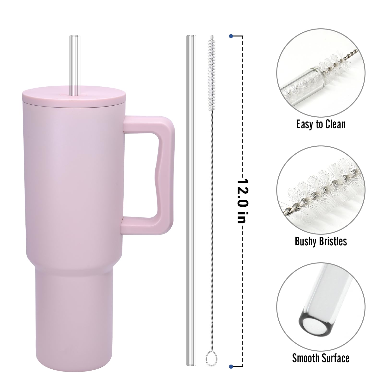 MLKSI Silicone Straw Replacement for Stanley Cup, 8 Pack Reusable Long Rubber Straw for Stanley Cup & Simple Modern Tumbler with Handle, Cup Straw for Stanley Quencher Cup Accessories