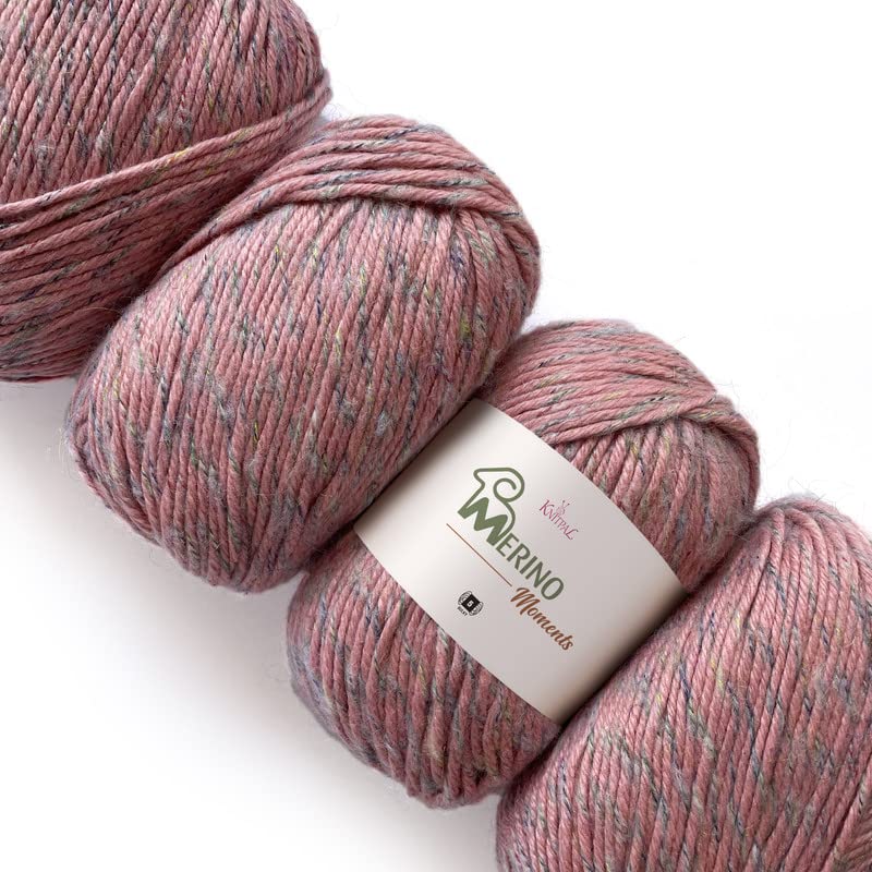 Merino-Moments Extra Soft Merino Wool Blend Multicolor Baby Yarn Set of 4 (456yds/400g), Great for Knitting, Crocheting, Loom and Weaving, (Pink Blush)