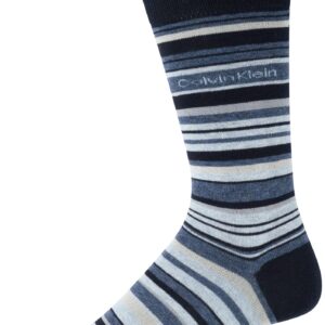 Calvin Klein Men's Socks - Luxury and Egyptian Cotton Blend Dress Socks (1 Pair), Size 7-12, Navy Stripes