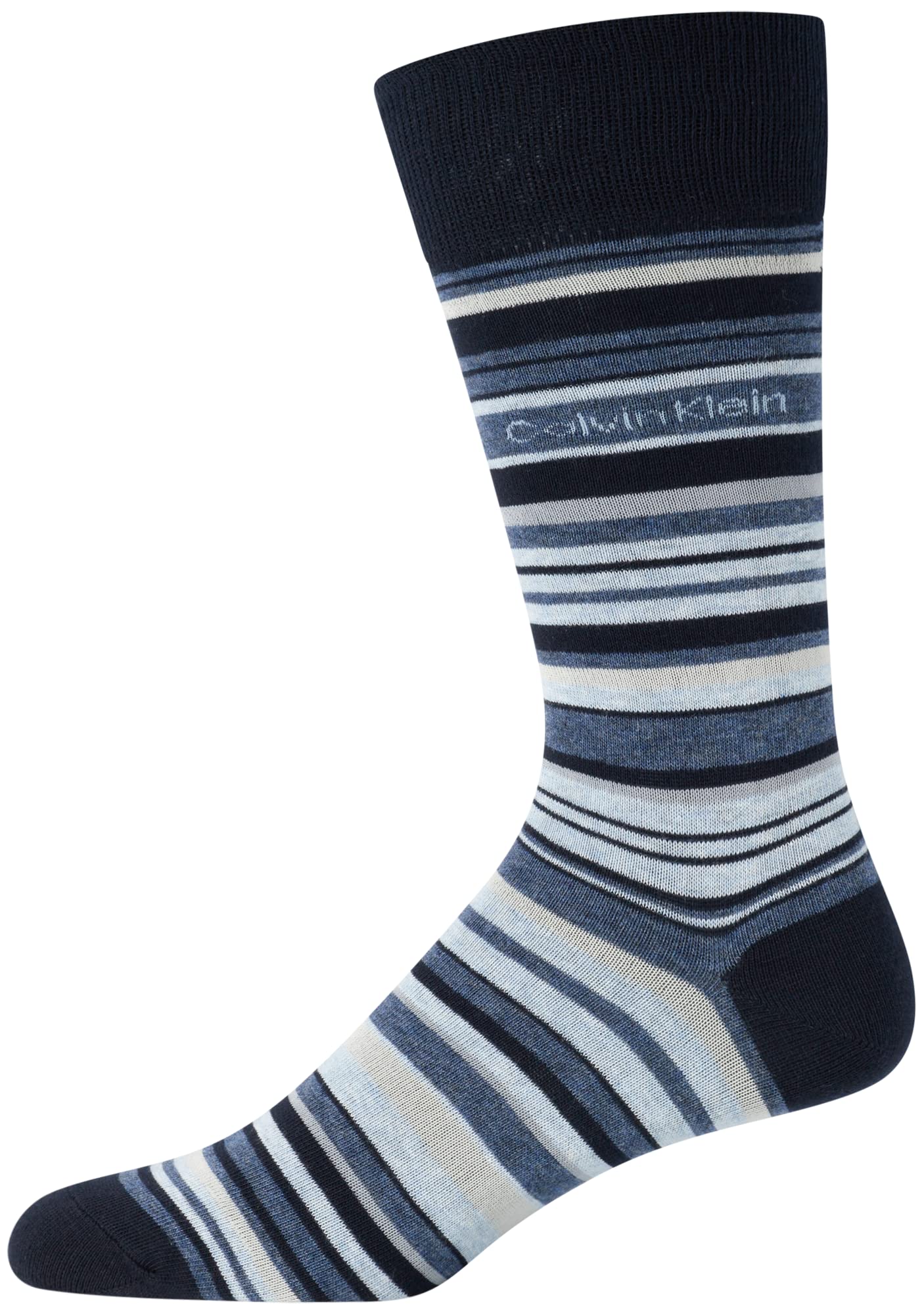 Calvin Klein Men's Socks - Luxury and Egyptian Cotton Blend Dress Socks (1 Pair), Size 7-12, Navy Stripes