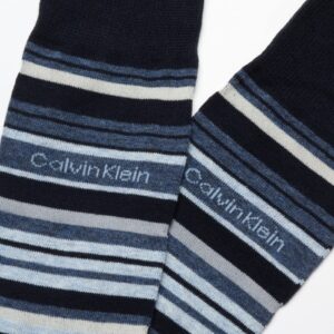 Calvin Klein Men's Socks - Luxury and Egyptian Cotton Blend Dress Socks (1 Pair), Size 7-12, Navy Stripes