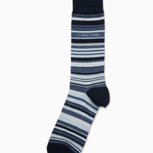 Calvin Klein Men's Socks - Luxury and Egyptian Cotton Blend Dress Socks (1 Pair), Size 7-12, Navy Stripes