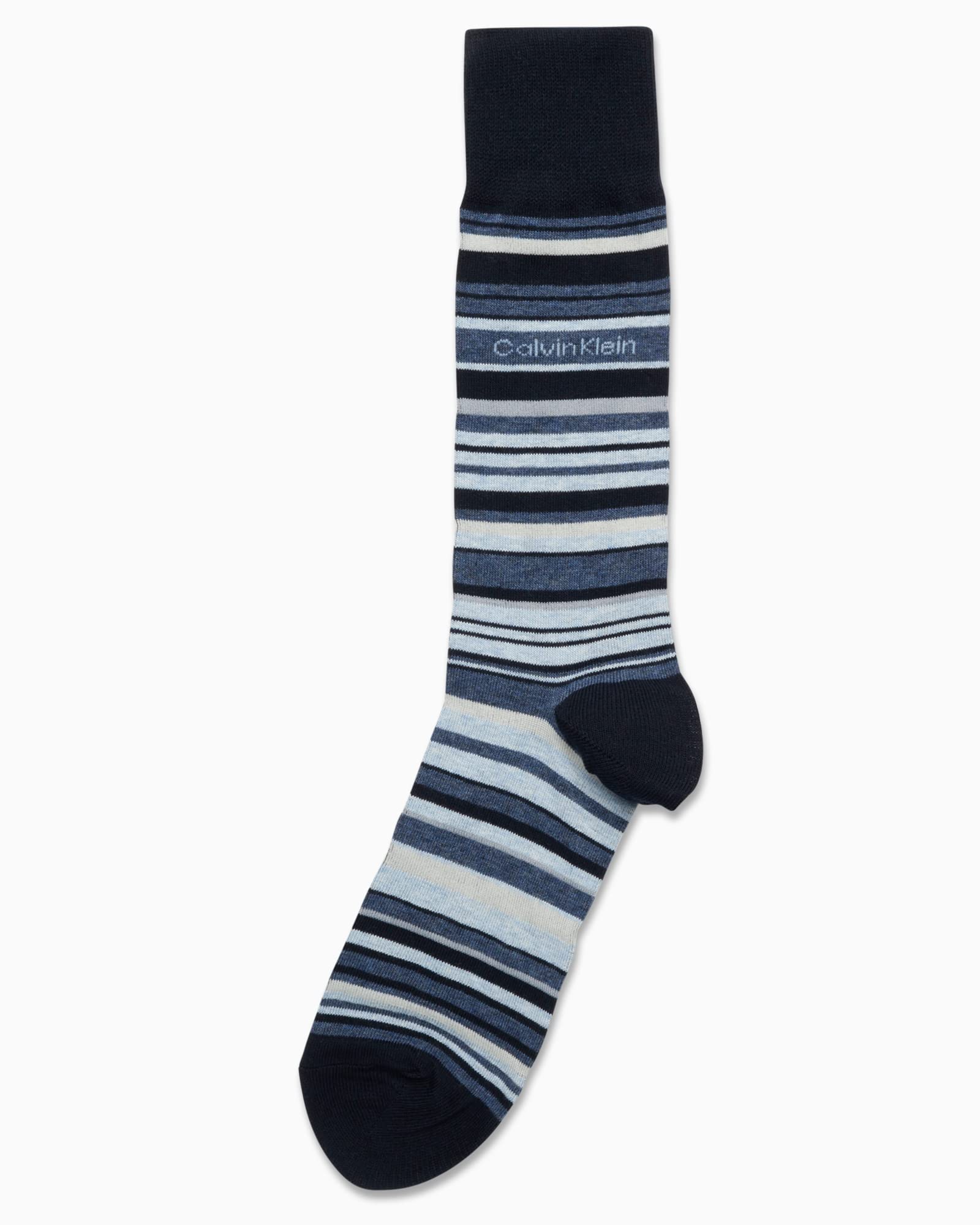 Calvin Klein Men's Socks - Luxury and Egyptian Cotton Blend Dress Socks (1 Pair), Size 7-12, Navy Stripes