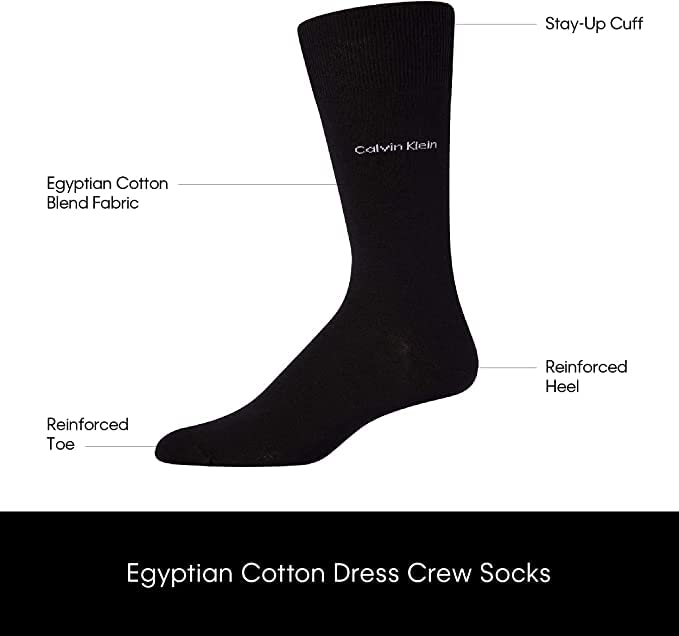 Calvin Klein Men's Socks - Luxury and Egyptian Cotton Blend Dress Socks (1 Pair), Size 7-12, Navy Stripes