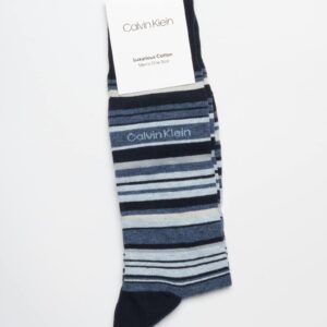 Calvin Klein Men's Socks - Luxury and Egyptian Cotton Blend Dress Socks (1 Pair), Size 7-12, Navy Stripes