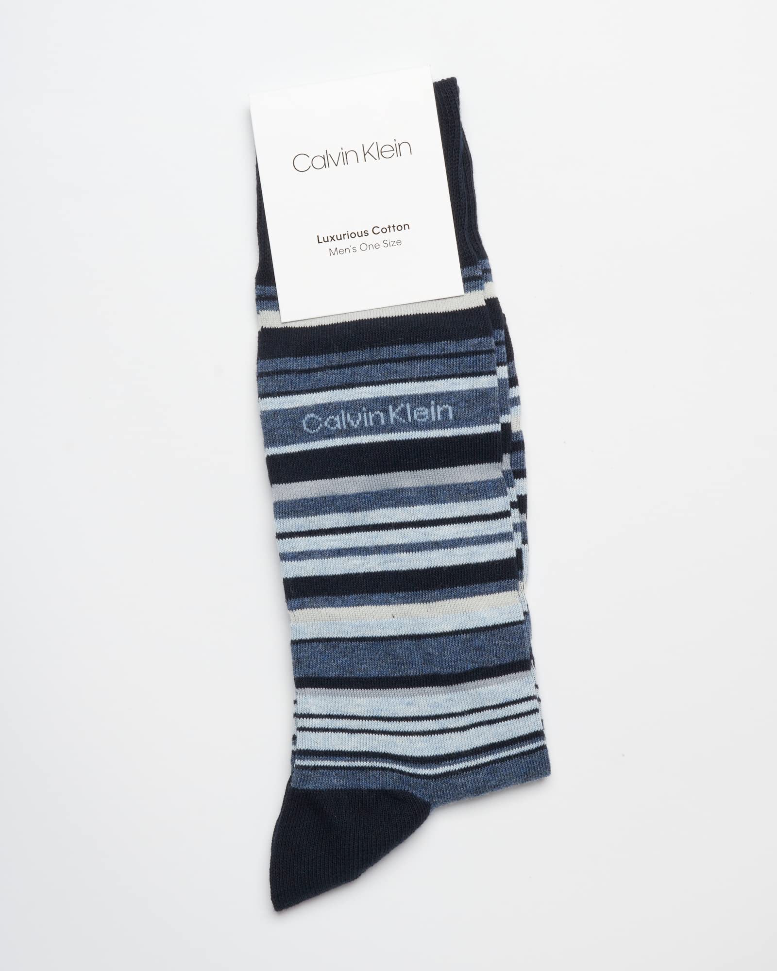 Calvin Klein Men's Socks - Luxury and Egyptian Cotton Blend Dress Socks (1 Pair), Size 7-12, Navy Stripes