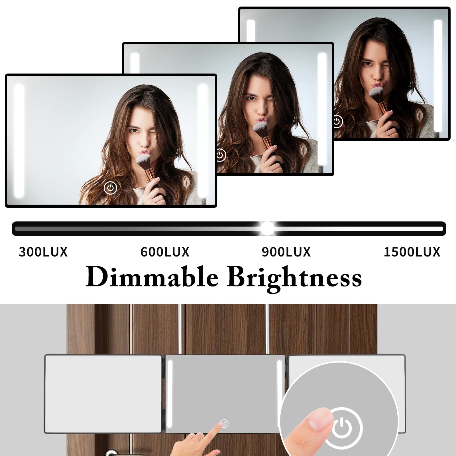 3 Way Mirror for Self Hair Cutting with LED Lights, Rechargeable 360 Barber Mirror Trifold Mirror Light Up Mirror for Makeup, Hair Styling, Unique Birthday for Man Woman