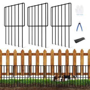 kyate garden fence animal barrier, dog digging fence 10 pack 10.8ft(l) x 17inch(h), rustproof metal border, rabbits blockers ground stakes defense fence for outdoor landscape patio