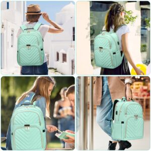 Kuosdaz Backpackf or Men Women, School Backpack for Boys Girls, 15.6 Inch Quilted Laptop Backpack with USB Charging Port, Large Bookbags for Teens, Teal