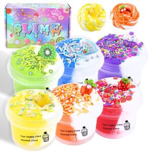 6 pcs butter slime kit, two-tone ice cream diy slime kit for girls and boys, soft & non-stick stress relief toy, kids education party favor, idea gift for birthday easter christmas new year 830