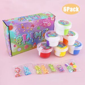 6 Pcs Butter Slime Kit, Two-tone Ice Cream DIY Slime Kit for Girls and Boys, Soft & Non-stick Stress Relief Toy, Kids Education Party Favor, Idea Gift for Birthday Easter Christmas New Year 830