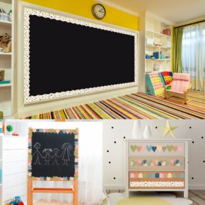 Boho Bulletin Board Borders Classroom Colorful Border Stickers Boho Die-Cut Border Trims Bulletin Board Scalloped Borders Self-Adhesive for School Blackboard Chalkboard Desk, 91.8 Ft