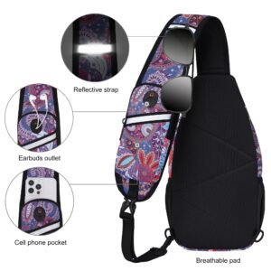 N NEVO RHINO Sling Backpack Multipurpose Crossbody Bag Sling Bag Daypack for Travel Hiking Sports (Ethnic style2)