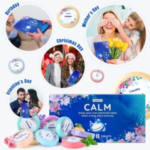 CalmNFiz 8 Pack Shower Steamers- Shower Steamer with Natural Fragrance: Coco Ocean Lemon Rose, etc, Luxury Relaxation Shower Bombs Presents for Women, Men, Mom & Girl