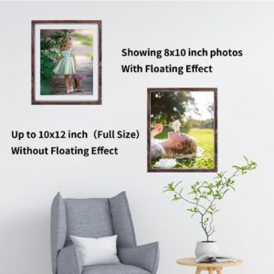 WIFTREY 8x10 Floating Picture Frame 2 Pack, Double Glass Distressed Floating Photo Frame 8 By 10 Displays Photo up to 10x12, Tabletop Hanging or Wall Mount, Light Brown