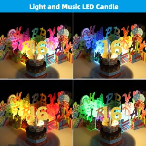 Gumry Sweet 16 Birthday Card, Blowable Musical Birthday PopUp Card with LED Light Candle Song 'HAPPY', Happy 16th Birthday Decorations,16th Birthday Gifts for 16 Years old Girls Boys Son Daughter