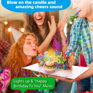 Gumry Sweet 16 Birthday Card, Blowable Musical Birthday PopUp Card with LED Light Candle Song 'HAPPY', Happy 16th Birthday Decorations,16th Birthday Gifts for 16 Years old Girls Boys Son Daughter