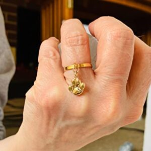 14K Gold-Filled Puppy Paw Charm Ring, 14K Gold-Filled Ring, Smooth Textured Thin Band, Animal Pet Lovers Gift, Jewelry Inspirations