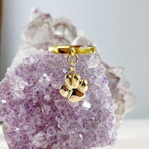 14K Gold-Filled Puppy Paw Charm Ring, 14K Gold-Filled Ring, Smooth Textured Thin Band, Animal Pet Lovers Gift, Jewelry Inspirations