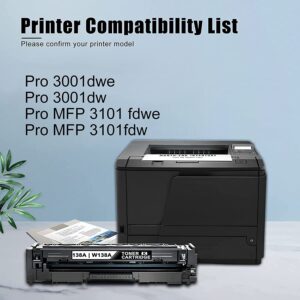 Technica Brand Compatible Replacement 138X / W1380X Toner Cartridge for Use in HP Laserjet Pro 3001, 3001dw, 3001dwe, MFP 3101fdw, MFP 3101fdwe - with New Chip