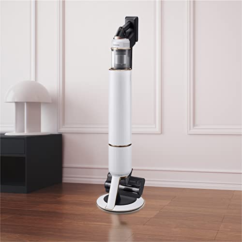 SAMSUNG BESPOKE Jet Cordless Stick Vacuum Cleaner w/ Clean Station, Powerful Multi-Surface Floor Cleaning for Carpet, Hardwood, Tile, 5-Layer Filter, Lightweight, VS20A9500AW/AA, 2023, Misty White