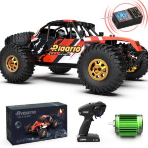 riaario 1:12 rtr brushless rc desert cars for adults, max 45mph fast rc cars, monster truck with independent esc, 4x4 rc truck for boys, all terrain remote control car with oil filled shocks(red)