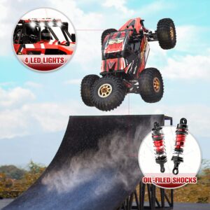 RIAARIO 1:12 RTR Brushless RC Desert Cars for Adults, Max 45MPH Fast RC Cars, Monster Truck with Independent ESC, 4X4 RC Truck for Boys, All Terrain Remote Control Car with Oil Filled Shocks(Red)