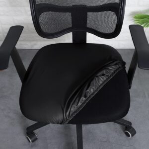 FORCHEER office chair seat covers leather Stretch Waterproof PU Computer Chair Seat Cushion Slipcovers-Black