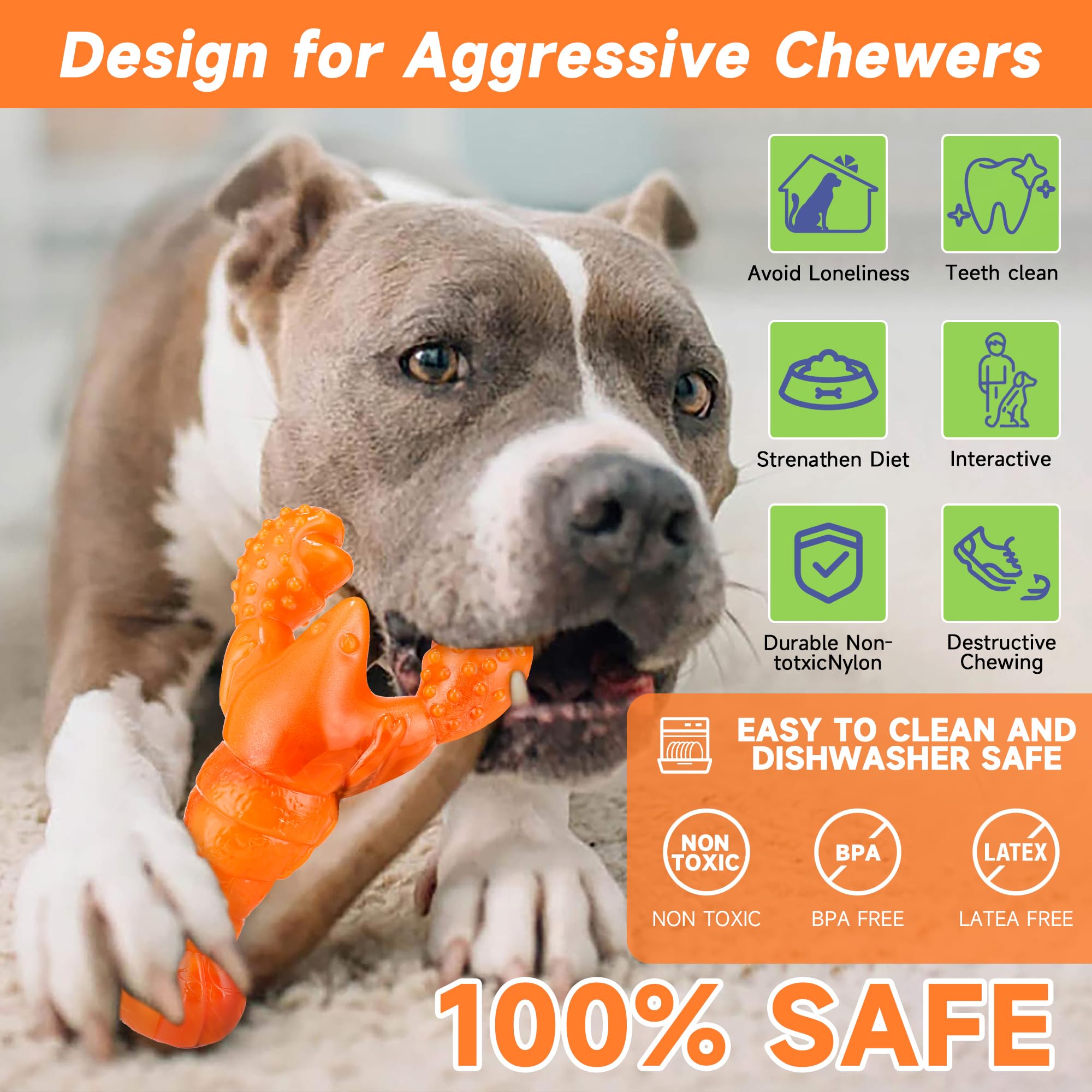 M&MKPET Indestructible Dog Toys for Aggressive Chewers Large/Medium Breed,Tough Dog Toys for Large Dogs,Nylon Dog Toys for Big Dogs,Durable Dog Chew Toy for Teething Heavy Duty Dog Bones